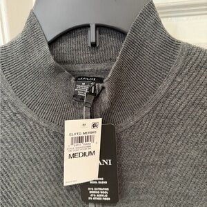 Macy’s Alfani Charcoal 1/4 zip Merino  Sweater